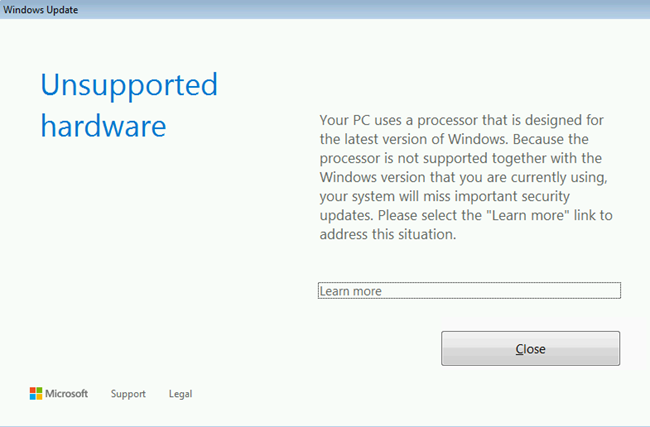 Windows 7 e 8.1 su Ryzen Kaby Lake Stop aggiornamenti